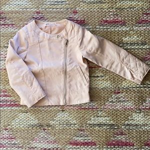 H&M Kids moto-style light pink faux leather jacket